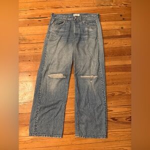 Rag & Bone Liquid Miramar Sweatpants Jeans Pants Wide Leg Dara Blue Print 29